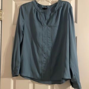 Ann Taylor teal blouse LP with silk blend